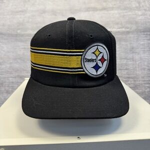 Pittsburgh Steelers Hat SnapBack Cap Black Starter Vtg 90s Wool Stripe NFL